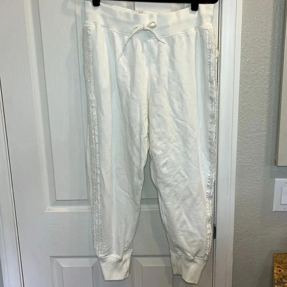 Polo Ralph Lauren White Joggers Preppy Beaded Size L - Picture 3 of 13